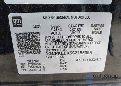 2025 Chevrolet Silverado 1500 4Wd Short Bed Rst из США, поврежденный, VIN 1GCPKEEK5SZ156095